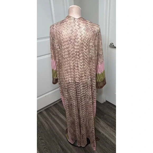 Free People Long Zigzag Knit Maxi Kimono Kaftan Cardigan Cover Up - Picture 5 of 6